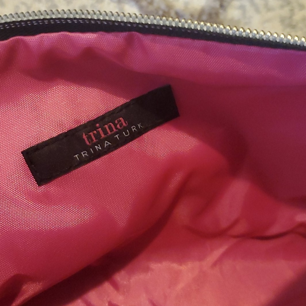 Trina Turk Cosmetic Purse Black Multi Glitter Bag - Picture 6 of 9